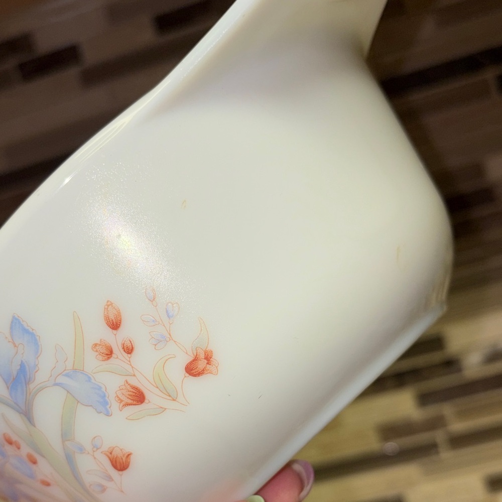 Pyrex England Blue Iris Milk Glass Casserole Dish 6.5” - Picture 7 of 11